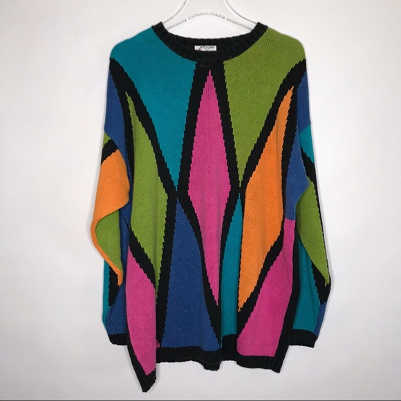 Vintage Sweaters - Vintage Color Blocked Sweater
